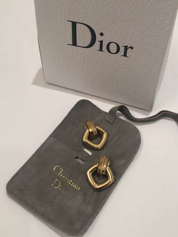 CHRISTIAN DIOR Vintage Drop Earrings Crystal Diamond Shape Circa 1980s-1990s - Image 2