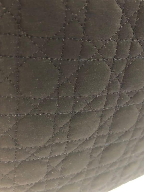 CHRISTIAN DIOR Vintage Lady DIOR 42 cm Bag Black Quilted Canvas Gold Charms 1980s - Image 15