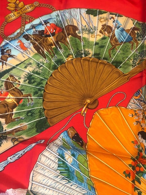 HERMÈS Scarf Brise de Charme Vintage Red By J.Abadie 1985 W/Box - Image 2