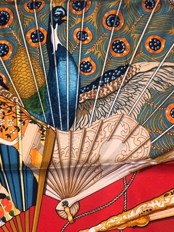 HERMÈS Scarf Brise de Charme Vintage Red By J.Abadie 1985 W/Box - Image 6