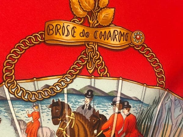 HERMÈS Scarf Brise de Charme Vintage Red By J.Abadie 1985 W/Box - Image 7