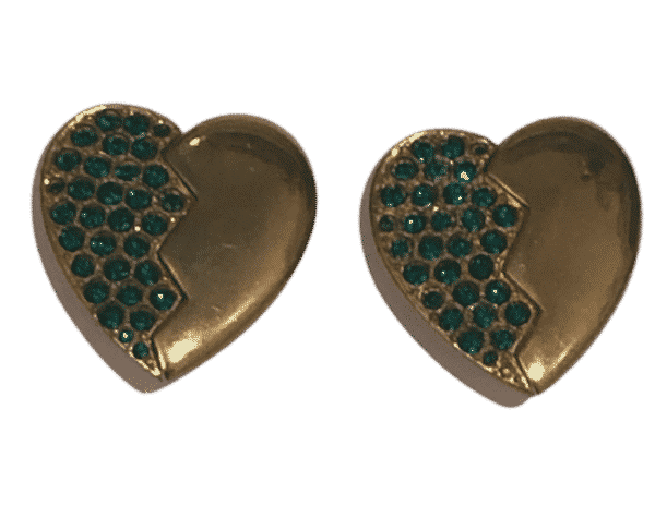 YVES SAINT-LAURENT Haute Couture Vintage Heart-Shaped Earrings Emerald Green Diamante By Goossens Circa 1983 - Image 4