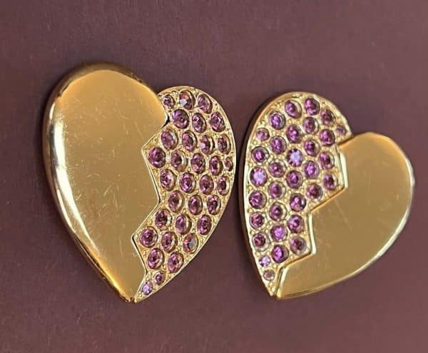 YVES SAINT-LAURENT Haute Couture Vintage Heart-Shaped Earrings Red Diamante By Goossens Circa 1983 - Image 3