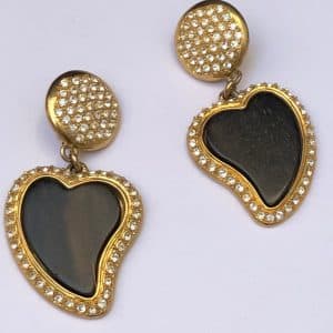1980s YSL By Goossens Earrings Crystal heart Shape