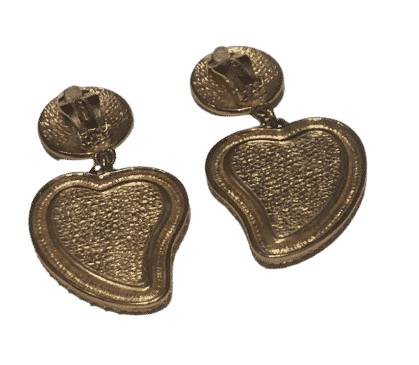 YVES SAINT-LAURENT Haute Couture Vintage Heart-Shaped Earrings Snakewood By Goossens 1992 - Image 7