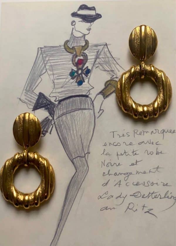 YVES SAINT-LAURENT Vintage 1990s Gold Toned Hammered Door Knocker Clip-On Earrings - Image 4