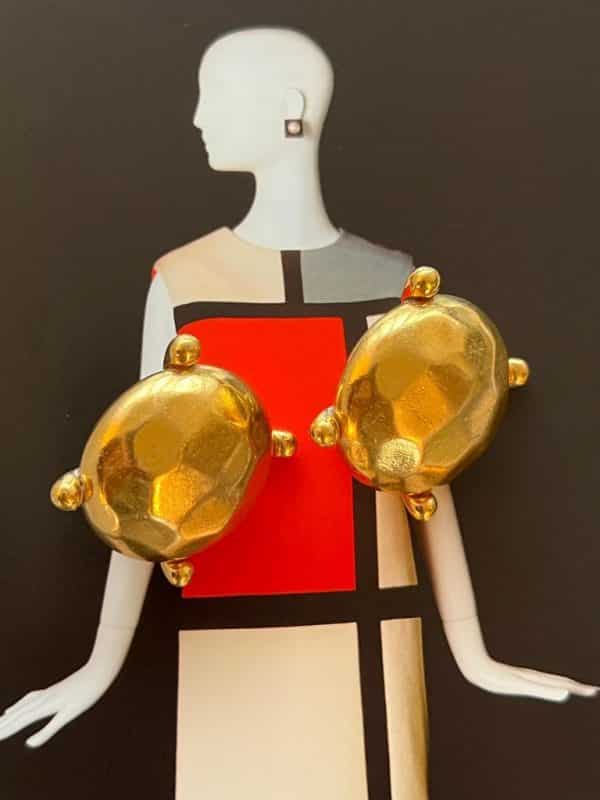 YVES SAINT-LAURENT Vintage Earrings Large Tortoise Gold Tone Circa 1980s - Image 2