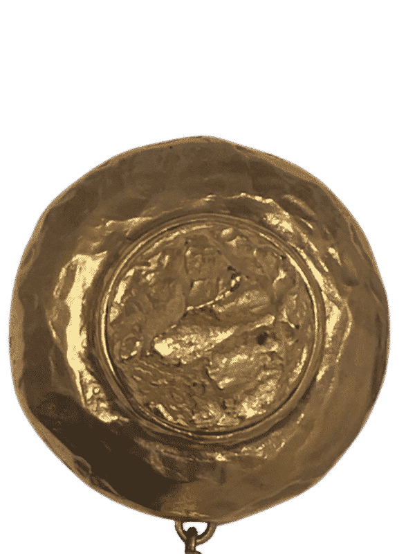 YVES SAINT-LAURENT Vintage Large Drop Brooch Pendant Gold Hammered Circa 1980 - Image 4