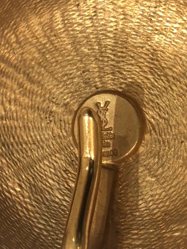 YVES SAINT-LAURENT Vintage Large Drop Brooch Pendant Gold Hammered Circa 1980 - Image 6