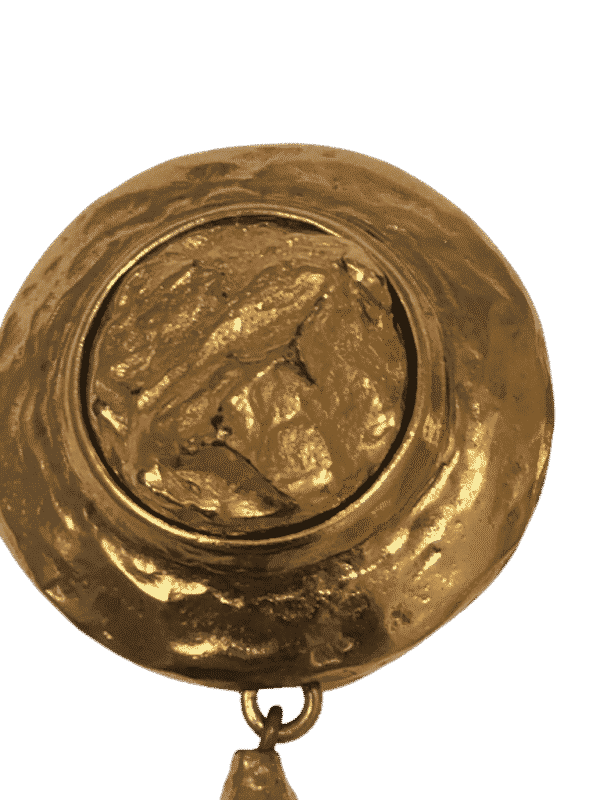 YVES SAINT-LAURENT Vintage Large Drop Clip-On Earrings Gold Hammered Circa 1980 - Image 5