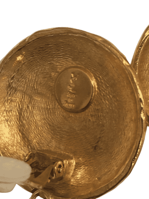 YVES SAINT-LAURENT Vintage Large Drop Clip-On Earrings Gold Hammered Circa 1980 - Image 6