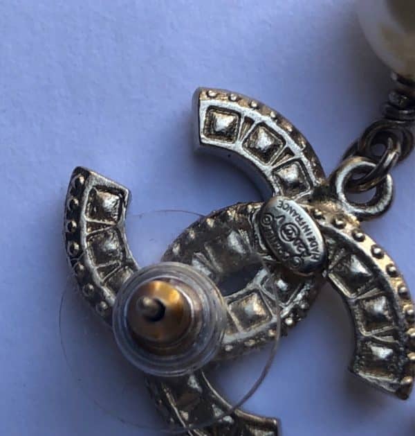 CHANEL 2020 Strass & faux Pearl CC Drop Earrings W/Box - Image 6