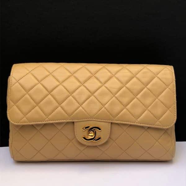 CHANEL Vintage clutch CC Gold W/Chain