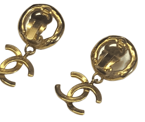 CHANEL 1995 CC Logo Pearl Drop Clip-On Earrings Vintage - Image 4