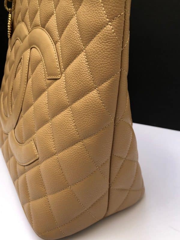 CHANEL 2006 CC Medallion Tote Bag Cream Beige Caviar Leather First Collection - Image 4