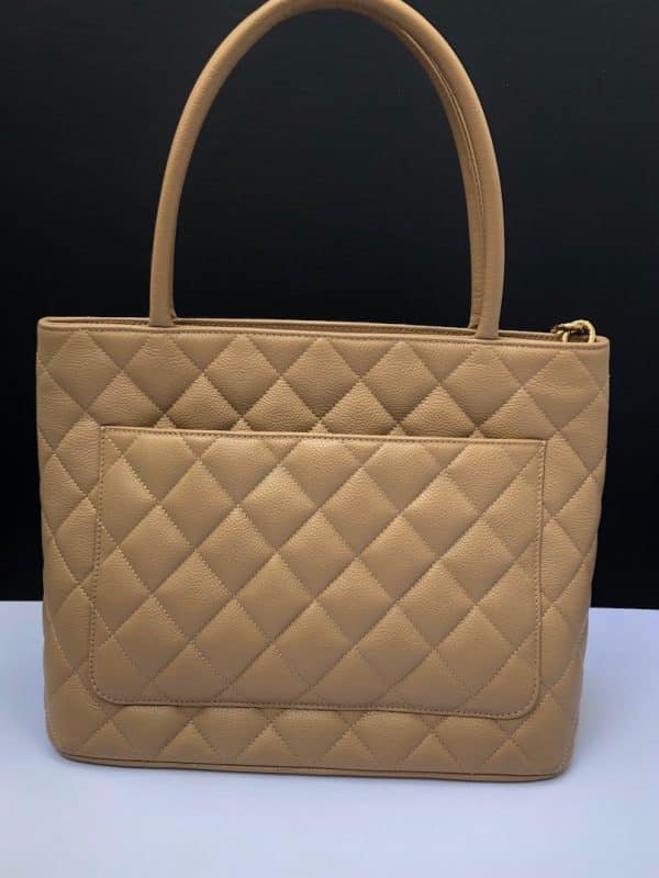 CHANEL 2006 CC Medallion Tote Bag Cream Beige Caviar Leather First Collection - Image 5