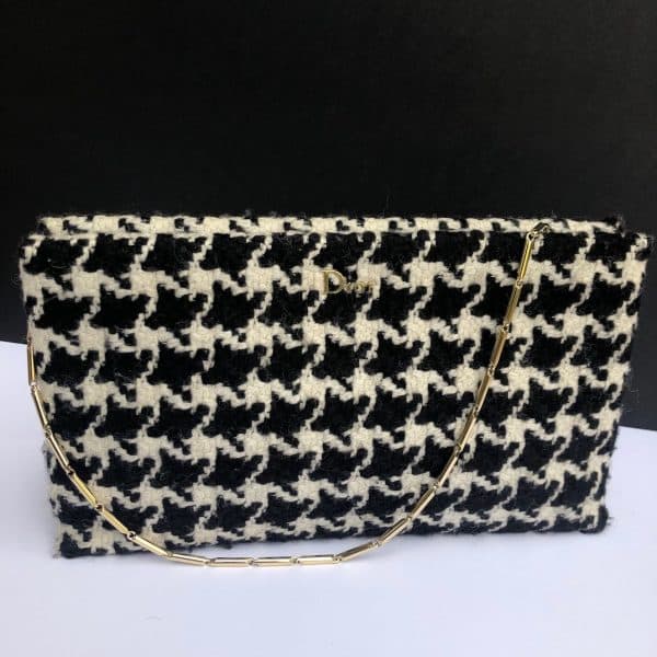 Christian Dior clutch tweed bag houndstooth