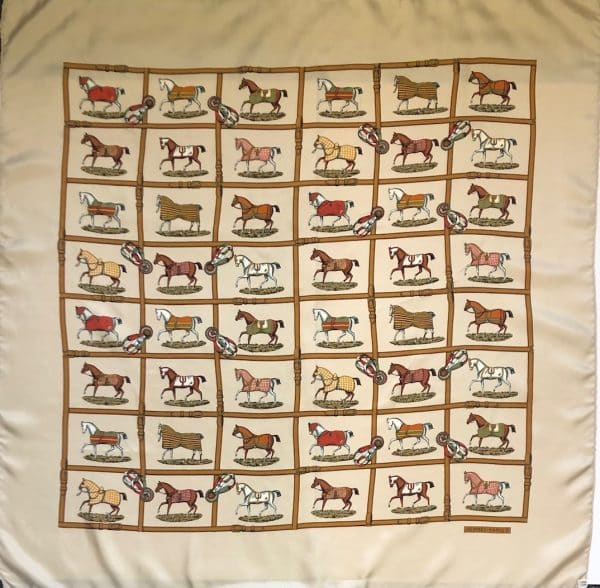 HERMÈS Vintage Horses Silk Scarf