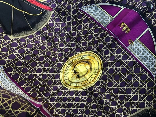 HERMÈS Scarf Les Voitures A Transformation By Françoise De La Perrière W/Box Circa 1965 - Image 3