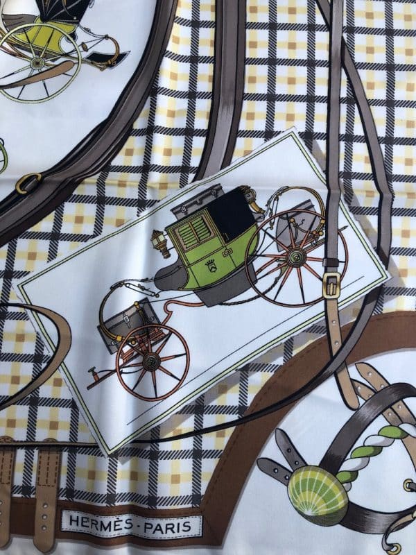 HERMÈS Scarf Les Voitures Nouvelles By Jacques Eudel Early Issue 1968 W/Box - Image 5