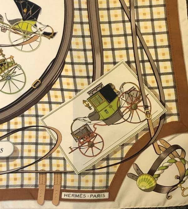 HERMÈS Scarf Les Voitures Nouvelles By Jacques Eudel Early Issue 1968 W/Box - Image 6