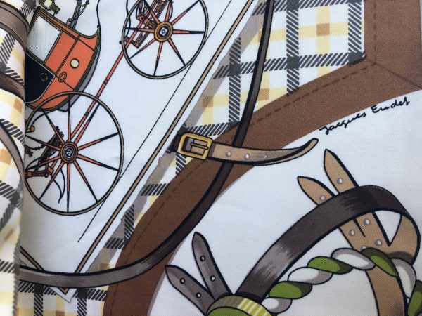 HERMÈS Scarf Les Voitures Nouvelles By Jacques Eudel Early Issue 1968 W/Box - Image 3