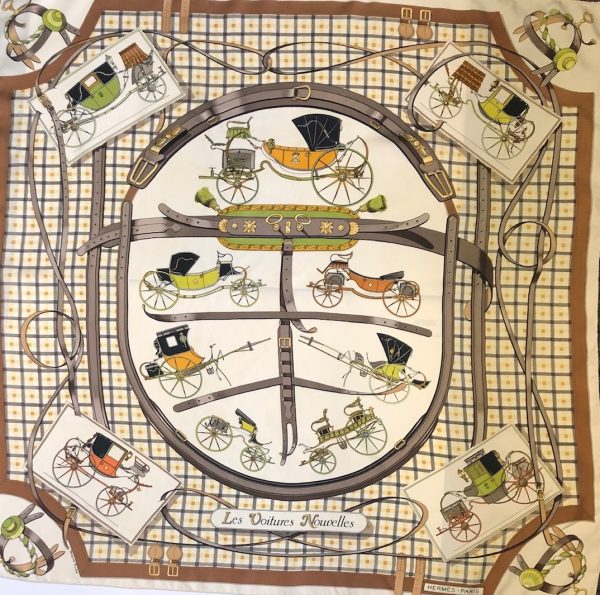 HERMÈS Scarf Les Voitures Nouvelles By Jacques Eudel Early Issue 1968 W/Box - Image 7