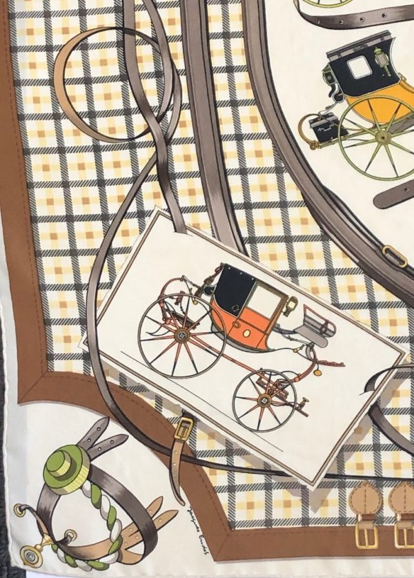 HERMÈS Scarf Les Voitures Nouvelles By Jacques Eudel Early Issue 1968 W/Box - Image 9
