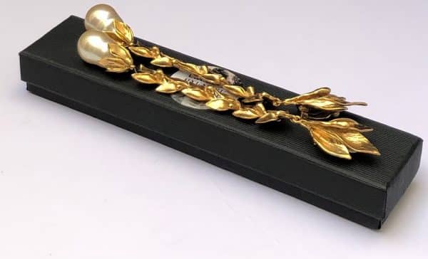 YVES SAINT-LAURENT Vintage Haute Couture Ear of Corn Pearl Drop Earrings Ultra Long Circa 1989 - Image 7