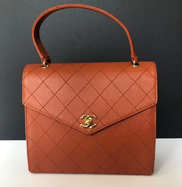 CHANEL 1997 CC Turn-lock Diamond Quilted Caviar Flap Bag Kelly Style Vintage - Image 2