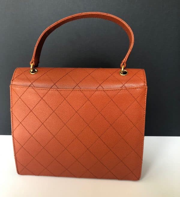 CHANEL 1997 CC Turn-lock Diamond Quilted Caviar Flap Bag Kelly Style Vintage - Image 5