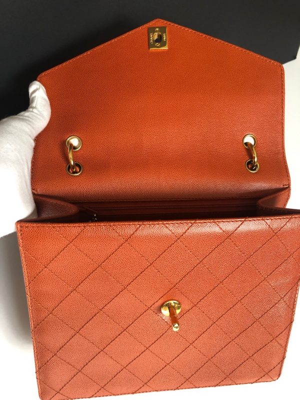 CHANEL 1997 CC Turn-lock Diamond Quilted Caviar Flap Bag Kelly Style Vintage - Image 8