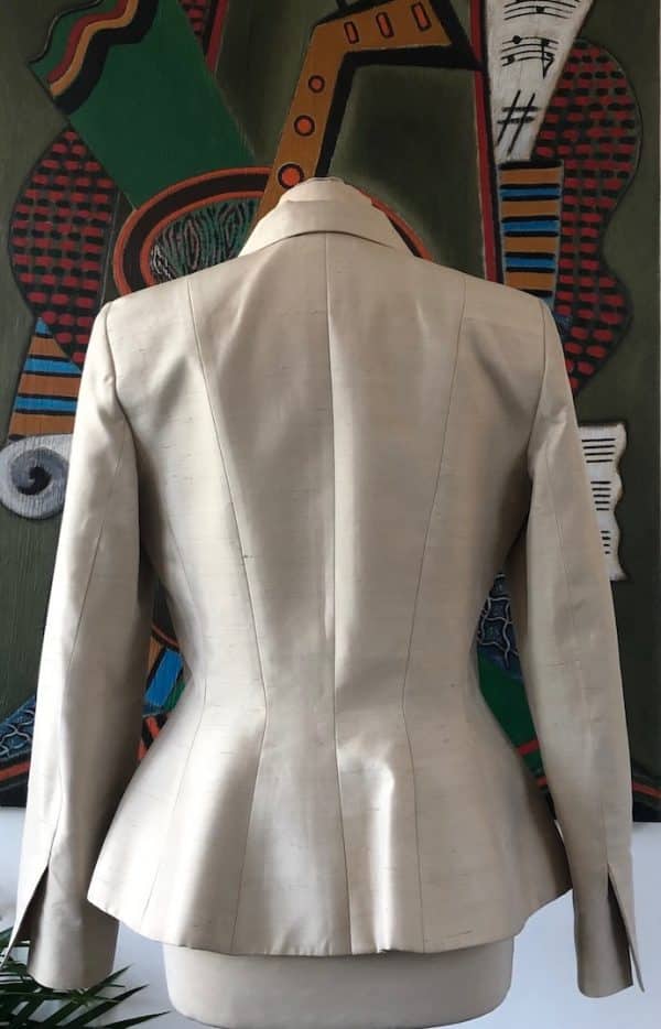 CHRISTIAN DIOR Fitted Jacket Notched Collar Silk Jewel Buttons Vintage - Image 3
