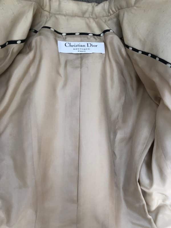 CHRISTIAN DIOR Fitted Jacket Notched Collar Silk Jewel Buttons Vintage - Image 5