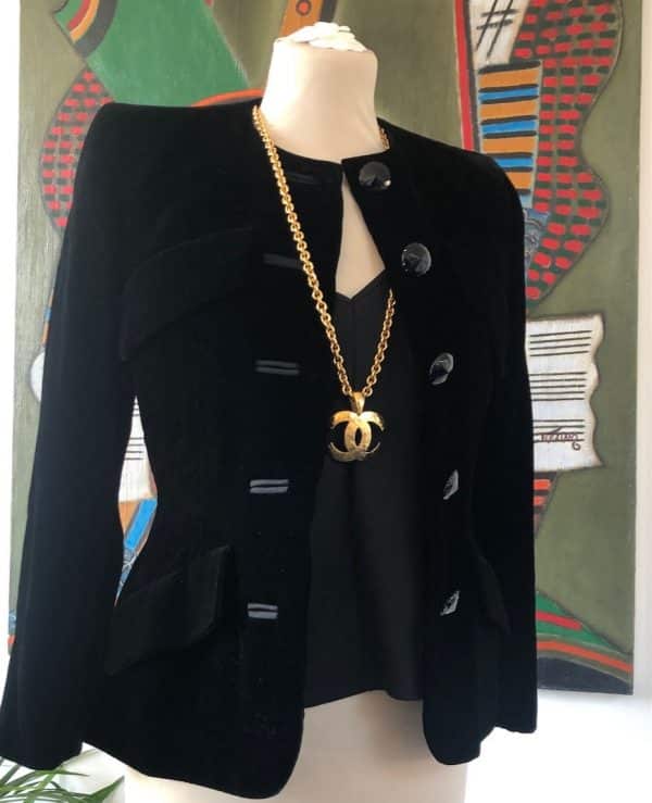YVES SAINT-LAURENT Haute Couture 076278 Black Single Breasted Jacket Suit Vintage - Image 4