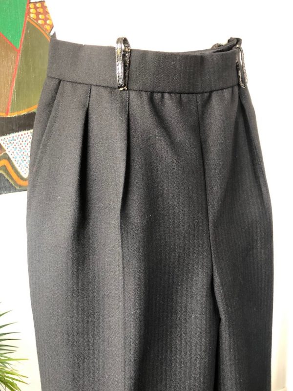 YVES SAINT-LAURENT Haute Couture 67931 Black Single Breasted Pin Stripe Jacket 3 Pc Suit Vintage - Image 10