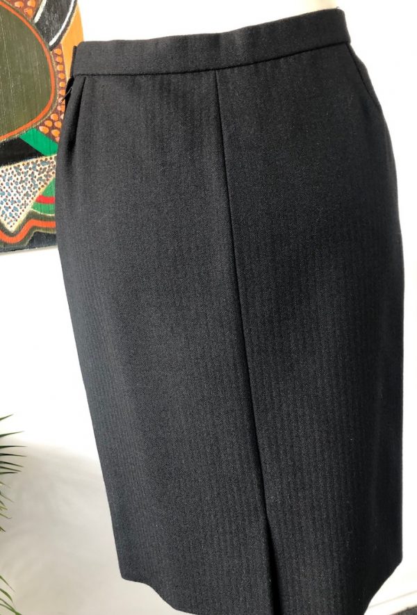 YVES SAINT-LAURENT Haute Couture 67931 Black Single Breasted Pin Stripe Jacket 3 Pc Suit Vintage - Image 8