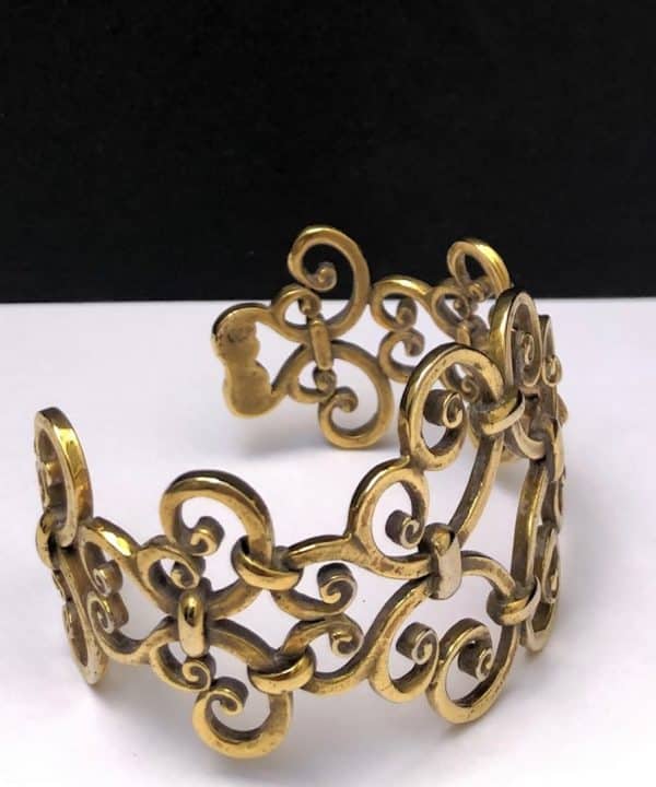 Yves Saint-Laurent YSL Vintage Gold Toned Wire Arabesque Cuff Bracelet 1970s - Image 2