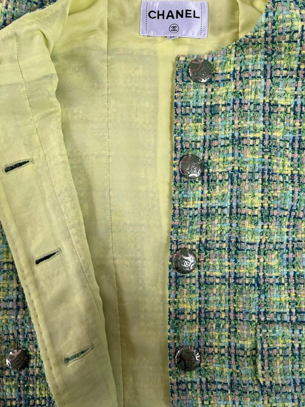 CHANEL 2019 Tweed Jacket Lime Green Spring Collection - Image 2