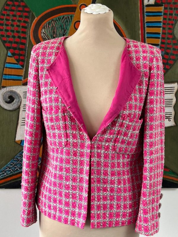 CHANEL Summer Pink White Lesage Tweed Jacket Blazer 2019 - Image 2