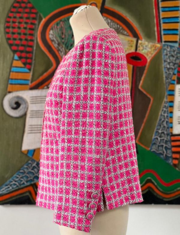 CHANEL Summer Pink White Lesage Tweed Jacket Blazer 2019 - Image 8
