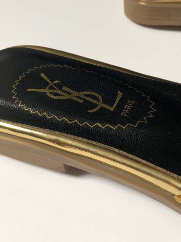 YVES SAINT-LAURENT Tribute Flat Metallic Gold Sandals Shoes Circa 2000 - Image 7