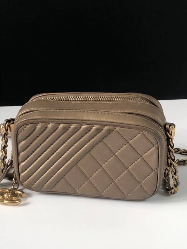 CHANEL Bronze Quilted Lambskin Small Coco Boy Camera Case Shoulder Bag 2014 - Image 2