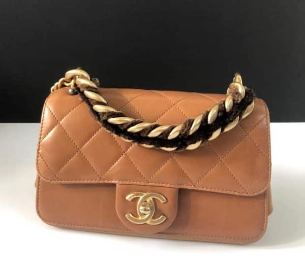 CHANEL Two Tone Chain Handle Flap Bag Quilted Lambskin Small 2018 - Image 3