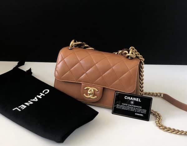 CHANEL Two Tone Chain Handle Flap Bag Quilted Lambskin Small 2018 - Image 4