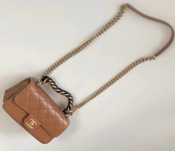 CHANEL Two Tone Chain Handle Flap Bag Quilted Lambskin Small 2018 - Image 5