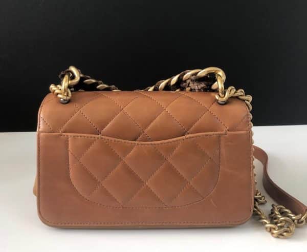 CHANEL Two Tone Chain Handle Flap Bag Quilted Lambskin Small 2018 - Image 6