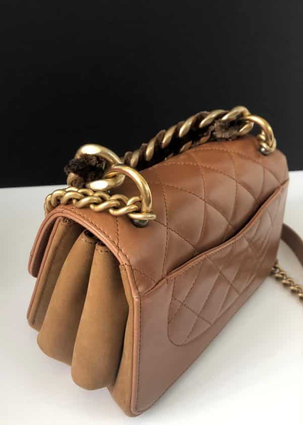 CHANEL Two Tone Chain Handle Flap Bag Quilted Lambskin Small 2018 - Image 7