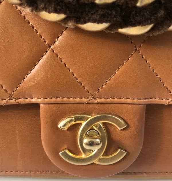 CHANEL Two Tone Chain Handle Flap Bag Quilted Lambskin Small 2018 - Image 9