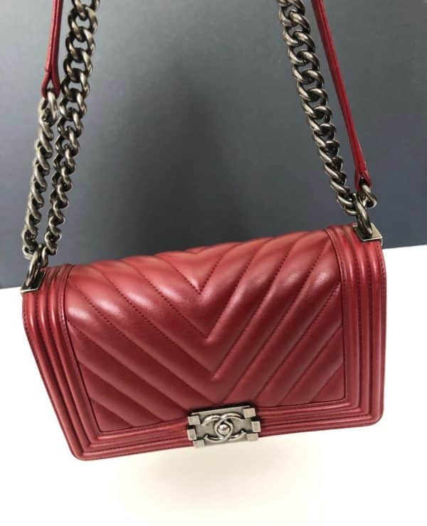 CHANEL Boy Chevron Red  Burgundy 2014 - Image 2